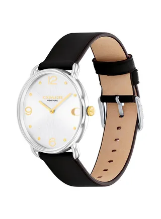 Women's Analog Round Shape Leather Wrist Watch 14504198 - 36 Mm 