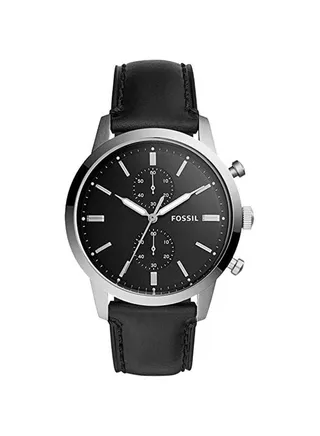 Men's Leather Chronograph Wrist Watch FS5396 - 44 mm - Black 
