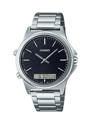Men's Black Dial Stainless Steel Band Analog-Digital Wrist Watch MTP-VC01D-1EUDF 