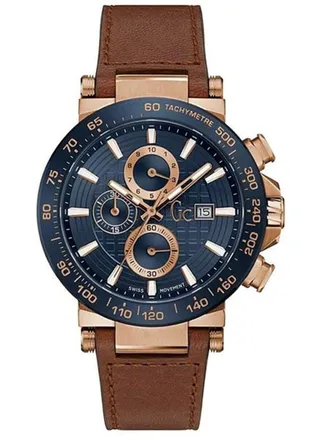Men's Analog Round Shape Leather Wrist Watch Y37002G7-44mm 