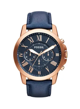 Men's Leather Chronograph Wrist Watch FS4835 - 44 mm - Blue 