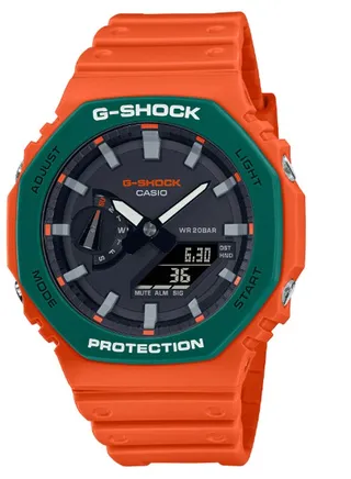 Casio G shock Octagon Shape Resin Band Analog & Digital Wrist Watch 45 mm - Orange - GA-2110SC-4ADR 