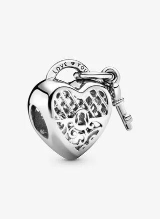 Pandora Moments Women's Sterling Silver Love You Heart Padlock Bracelet Charm 