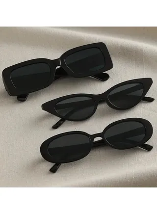 3-Piece Y2K Punk Fashion Sunglasses Set for Women Men Casual Anti Glare Glasses for Beach Party 