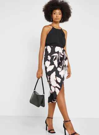 High Leg Printed Skirt 