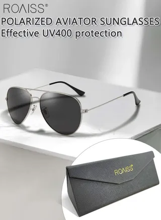 Polarized Aviator Sunglasses for Men Women UV400 Protection Sun Glasses with Metal Frame Fashion Anti-Glare Sun Shades for Driving Fishing Traveling Cycling Silver 60mm 