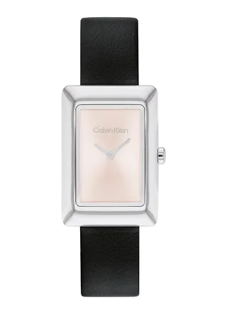 Women's Analog Rectangle Shape Leather Wrist Watch 25200400 - 22.5 Mm 