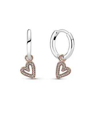 Pandora Moments Women's Classic Cubic Zirconia 925 Silver and Copper Silver Alloy Shining Hand Painted Love Earrings 280090C01 