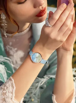 Fashion Waterproof Watches for Women with Leather Strap Small Blue Japanese Quartz Wristwatch 