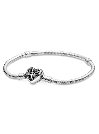 PANDORA Family Tree Bracelet and Snake Heart Clasp With box 