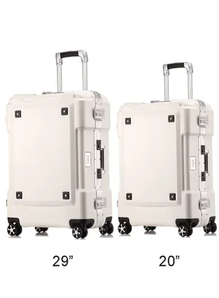 Set of 2 Premium Expandable Aluminum Frame ABS & PC Suitcase 20 Inch And 29 Inch 