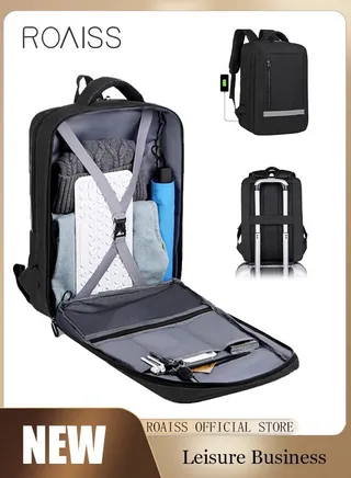 Multifunction Breathable Backpack with USB Port Casual Minimalist Waterproof Nylon Light School Bag for Men 15.6" Laptop 