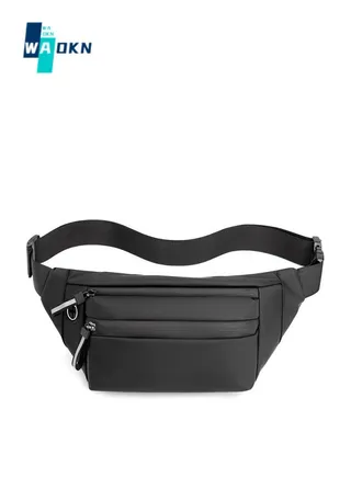 Men's Nylon Waist Bag Chest Bag Casual Messenger Bag Outdoor Sports Simple Trendy Shoulder Bag 