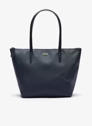 Lacoste Women's L12.12 Concept Fashion Versatile Large Capacity Zipper Handbag Tote Bag Shoulder Bag Medium Black 