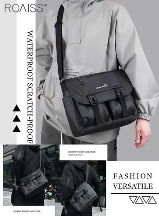 Waterproof Multifunctional Shoulder Bag For Men, Daily Versatile Outdoor Sports Travel Leisure Bag Business Adjustable Shoulder Strap Computer Bag 