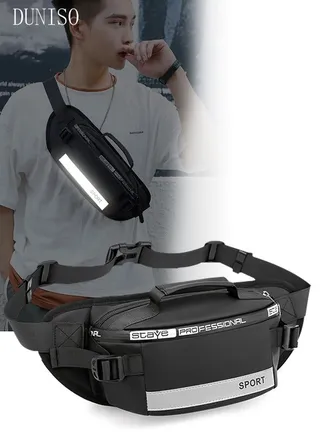 Multifunctional Waist Bag For Men Panel Utility Shoulder Bag Crossbody Bag For Cycling Hiking Travelling Pouch Pack Waist Bag with Reflective Strip For Outdoor Sports 