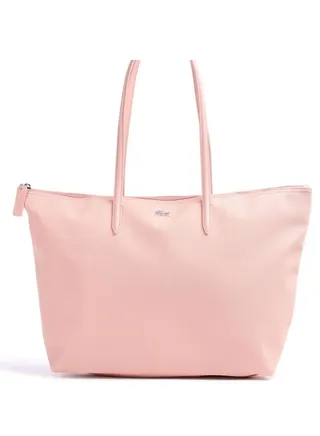 Lacoste Women's L12.12 Concept Fashion Versatile Large Capacity Zipper Handbag Tote Bag Shoulder Bag Large Light Pink 
