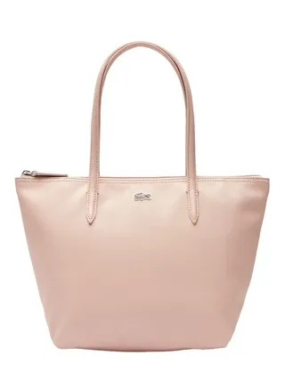 Lacoste Women's L12.12 Concept Fashion Versatile Large Capacity Zipper Handbag Single Shoulder Bag Tote Bag Medium Light Pink 