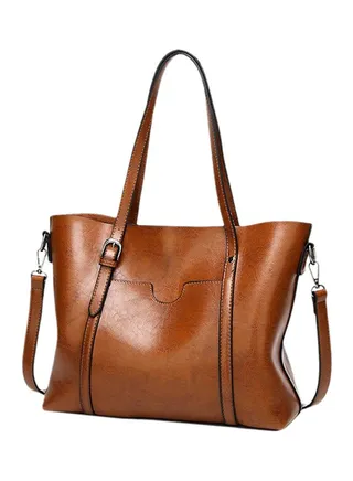 Zipper Tote Bag Brown 