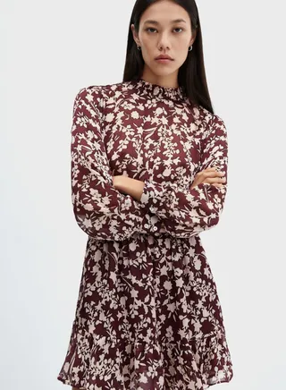 Floral Print Ruched Waist Dress 