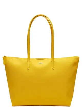 Lacoste Women's L12.12 Concept Fashion Versatile Large Capacity Zipper Shoulder Bag Handbag Large Yellow 45cm * 30cm * 12cm 
