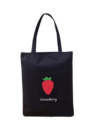 Cute Fruit Printed Tote Black/Red/Green 