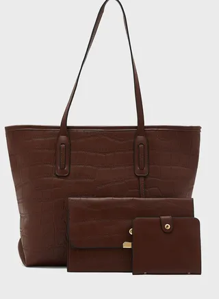 3 Piece Croc Tote Handbag Set