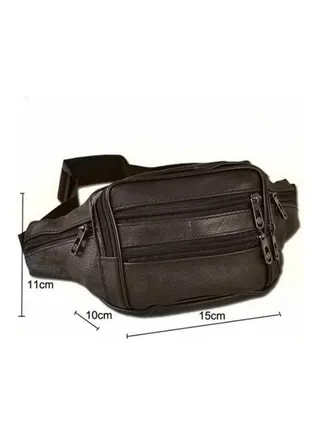 Men Natural Leather Waist Belt Bag Brown 
