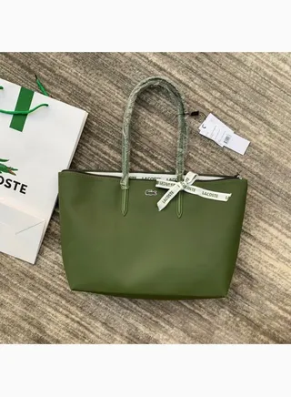 Lacoste Fashion Women's Commuter Large Capacity Leather Tote Shoulder Bag 
