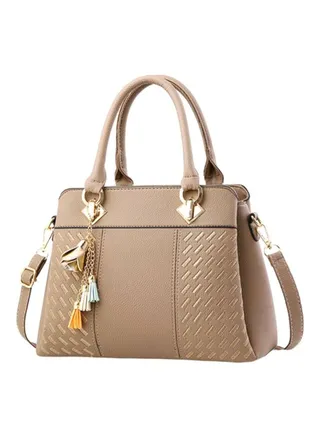 Polyurethane Shoulder Bag Beige 