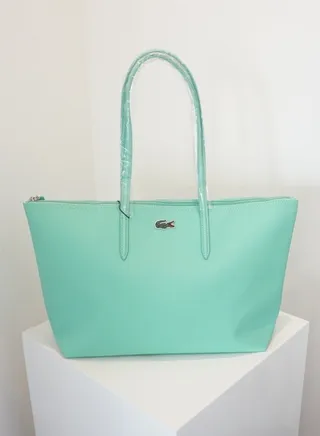 LACOSTE Travel Bag Tote Bag Large capacity commuter tote bag sober and stylish Travel Bag Mint Green 45cm * 28cm * 10cm 