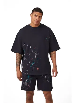Paint Splatter Short-Sleeve Pullover 