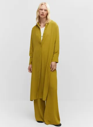 Button Detail Slit Dress 