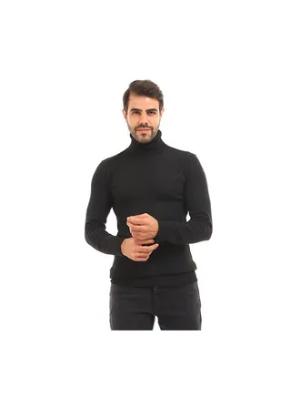 Casual Plain Basic Long Sleeve Pullover Black 
