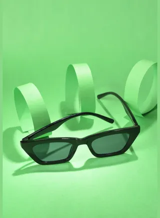 Women Black Lens Black Cateye Sunglasses