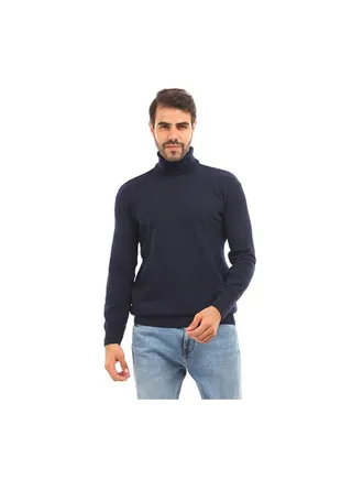 Casual Plain Basic Long Sleeve Pullover Blue 