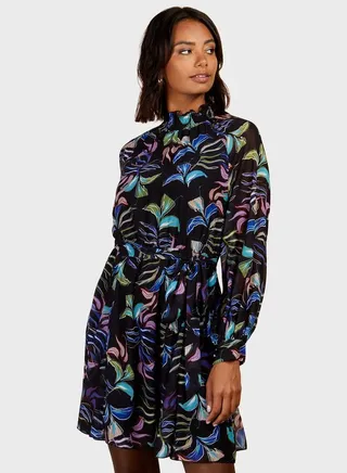 Puff Sleeve Floral Printed Dress