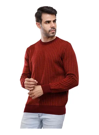 Coup Regular Fit Strip Pullover For Men Color Burgundy 