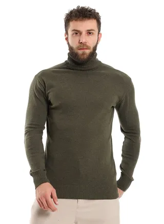 Mens Wool Pullover With  High Neck 