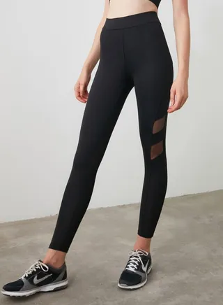 Mesh Panel Leggings Black 