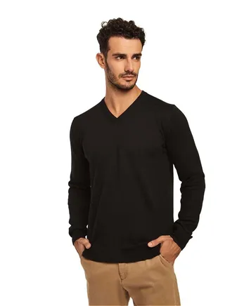Fancy V Neck Basic Pullover 