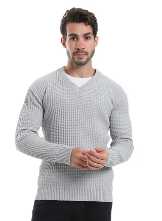 Wool Mens Pullover With V Neck 