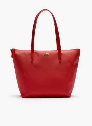 Lacoste Women's L12.12 Concept Fashion Versatile Large Capacity Zipper Handbag Tote Bag Shoulder Bag Medium Red 