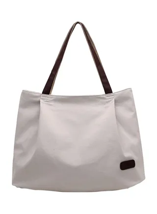 Stitched Detailed Shopper/Tote White 