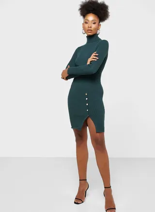 High Neck Knitted Dress 