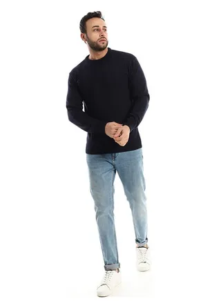 Navy Blue Knitted Slip On Pullover 