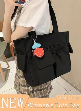 Women's Shoulder Tote Bag Canvas Handbag For Women Large Capacity Bucket Bag Fashionable Travel Messenger Shoulder Bag for Ladies Girls College Students 