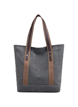 Canvas Tote Bag Grey/Brown 