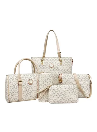 Set Of 5 Tote Bag Beige 