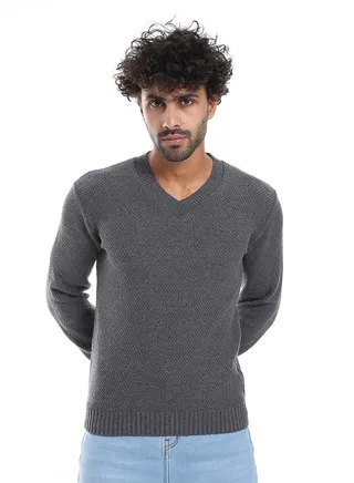 Wool Mens Pullover With V Neck 